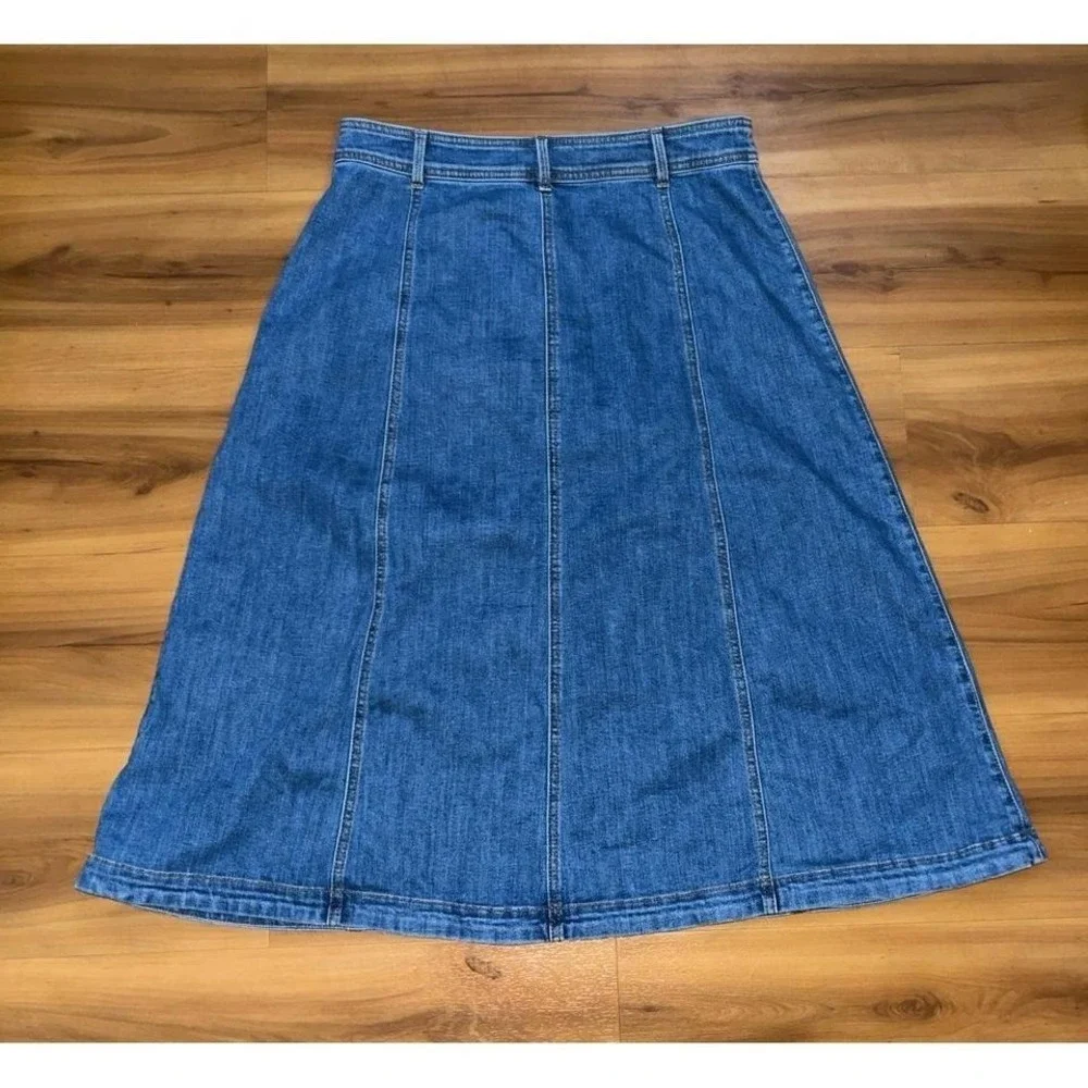 Talbots Medium Blue Denim A-Line Panel Skirt - Picture 2 of 5